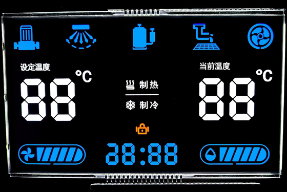 12 O Clock Negativo VA Display LCD Segmento nero Digit Grafica LCD Vetro Va Pannello Per Termostato