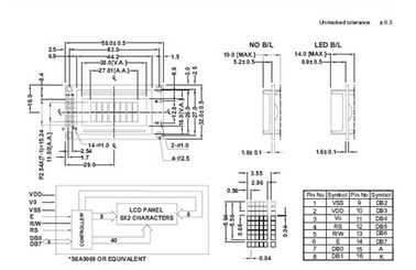8 x 2 esposizione LCD grigia 6' di modo STN norma ISO del regolatore di angolo di visione dell'orologio S6A0069