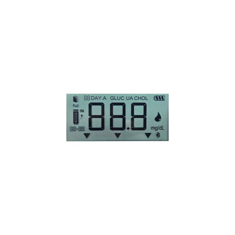 Display LCD conforme a ROHS personalizzato 7 segmento 3.0 Visualizza LCD segmento di tensione per glucometro per glucometro