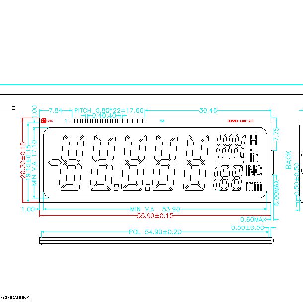 Display LCD negativi FSTN personalizzati Pannello in vetro display LCD FSTN per calibri a corsoio