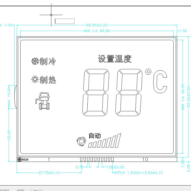 Display LCD monocromatico TN Soluzioni per display informativi industriali Display LCD a segmenti monocromatici con termostato