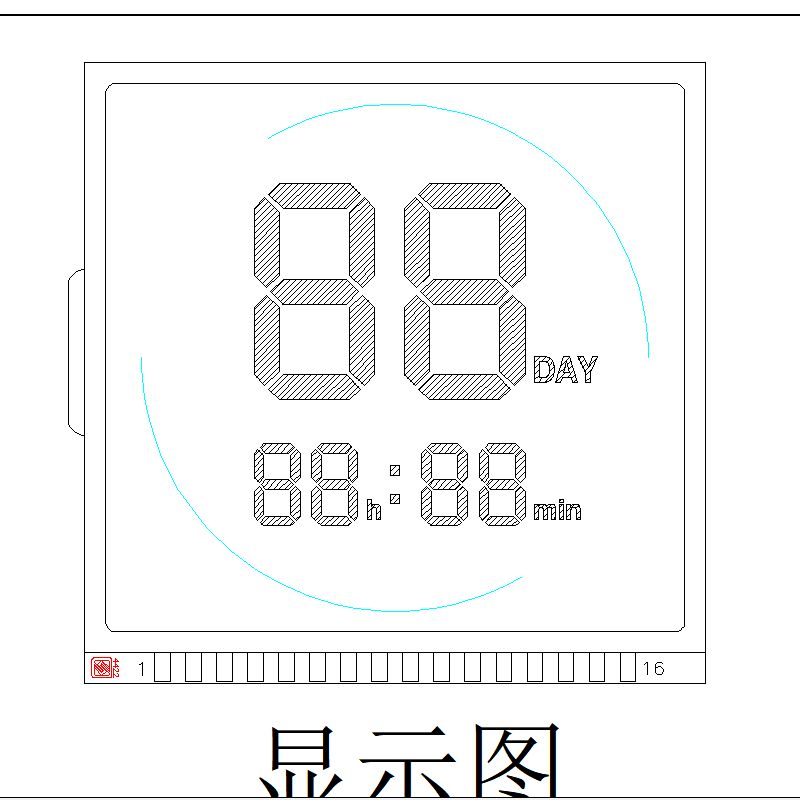Pannello schermo LCD riflettente positivo personalizzato TN LCD a 2 cifre a 7 segmenti per timer