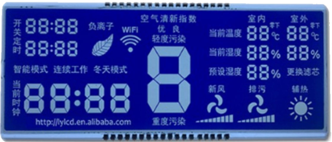 2,8 bianco ad alto contrasto LED di V HTN del quadro comandi di segmento LCD di abitudine sette