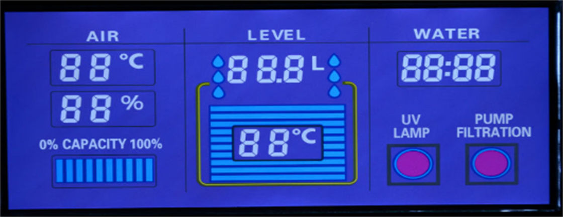 2,8 bianco ad alto contrasto LED di V HTN del quadro comandi di segmento LCD di abitudine sette